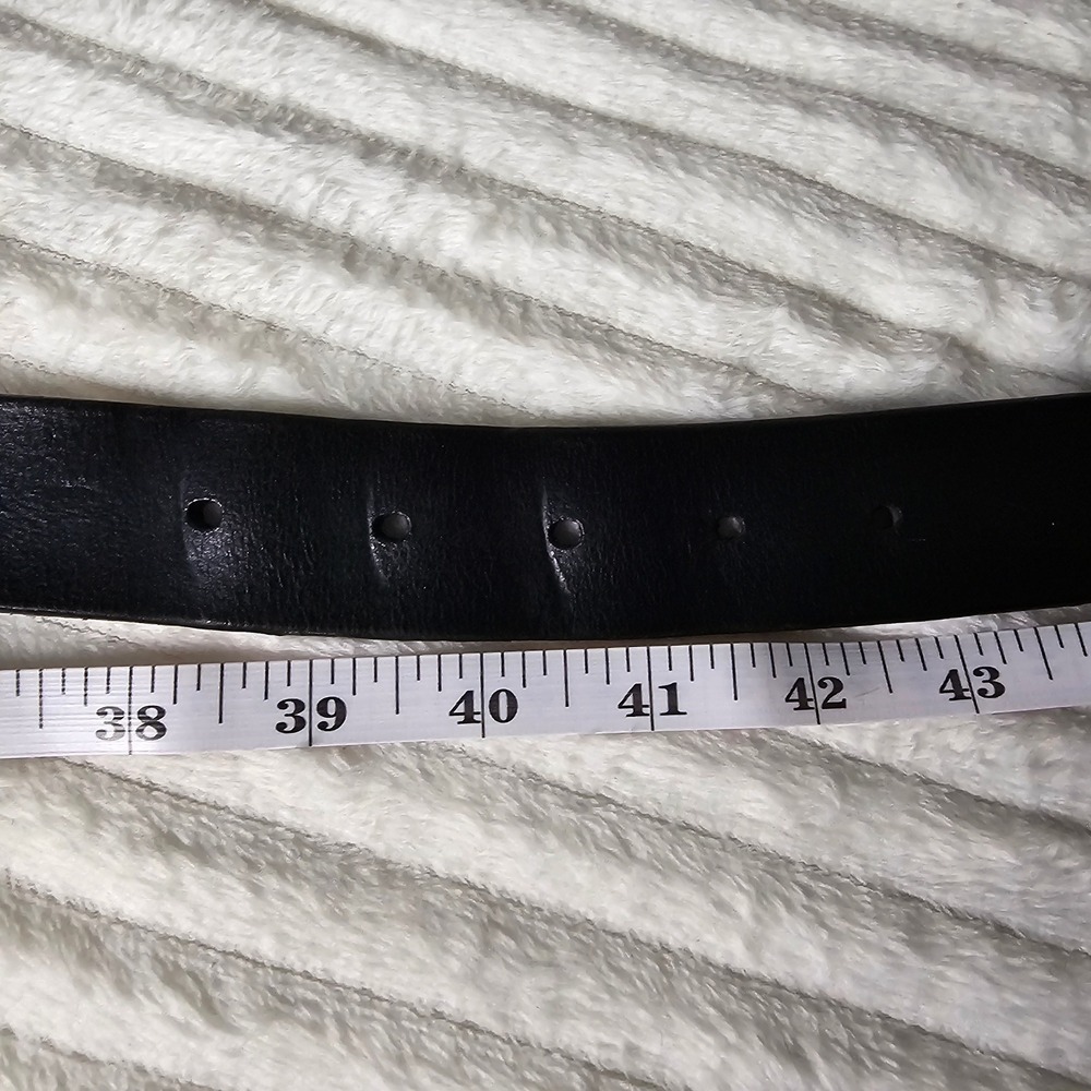 Timberland Mens Genuine Leather Square Buckle Belt 38 Black Rugged Workwear - Picture 5 of 11